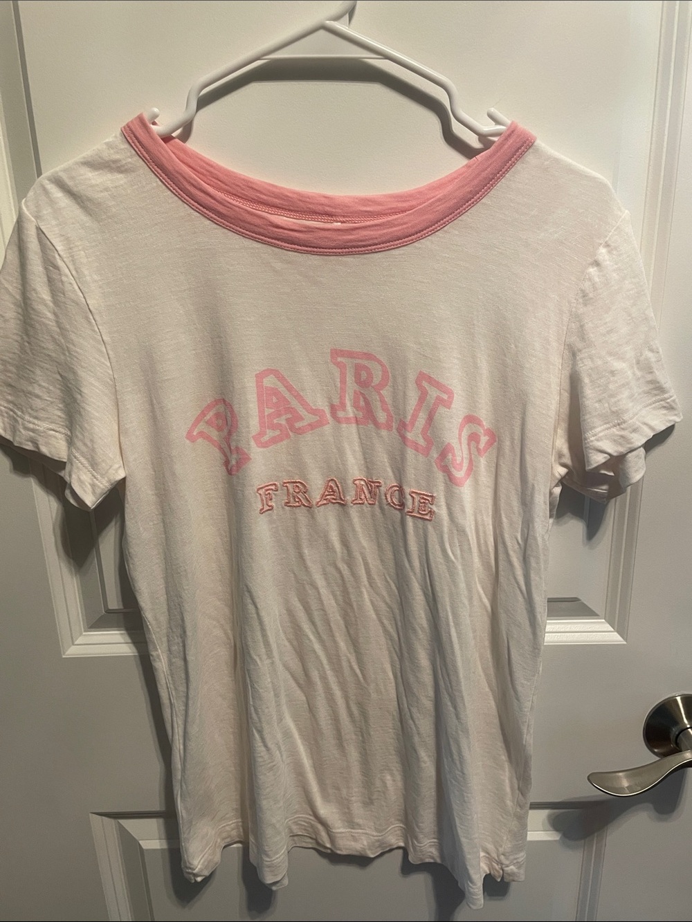 LOFT Cream Tee with Pink Paris Graphic